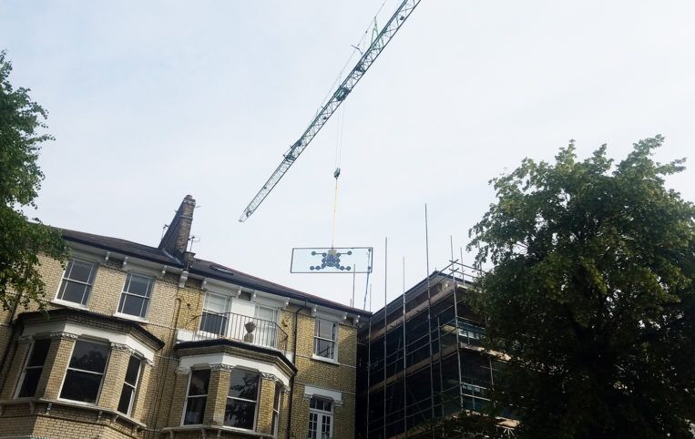sliding dorrs installed by crane